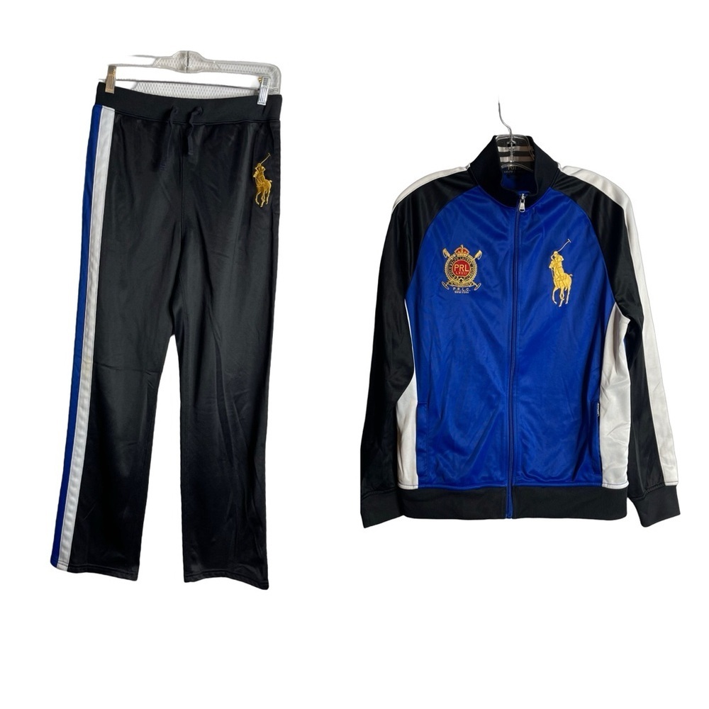 Polo Ralph Lauren track suit. Big pony and chest crest black/blue & white 14-20